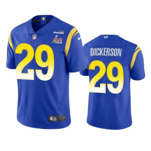 Superb Los Angeles Rams #29 Eric Dickerson Men's Super Bowl LVI Patch Vapor Limited NFL Jersey - Royal