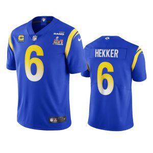 Premium Los Angeles Rams #6 Johnny Hekker Men's Super Bowl LVI Patch Vapor Limited NFL Jersey - Royal