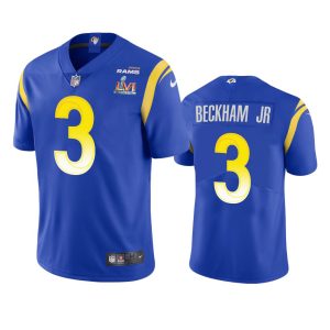 Superior Los Angeles Rams #3 Odell Beckham Jr. Men's Super Bowl LVI Patch Vapor Limited NFL Jersey - Royal