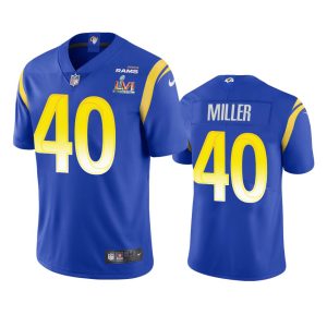High quality Los Angeles Rams #40 Von Miller Men's Super Bowl LVI Patch Vapor Limited NFL Jersey - Royal