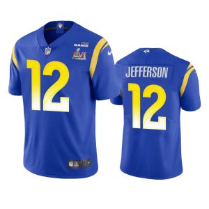 Premium Los Angeles Rams #12 Van Jefferson Men's Super Bowl LVI Patch Vapor Limited NFL Jersey - Royal