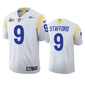 Finest Los Angeles Rams #9 Matthew Stafford Men's Super Bowl LVI Patch 2021 Vapor Limited NFL Jersey - White