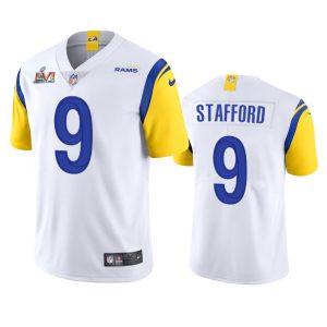Superior Los Angeles Rams #9 Matthew Stafford Men's Super Bowl LVI Patch Alternate Vapor Limited NFL Jersey - White