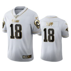 Exquisite Los Angeles Rams #18 Cooper Kupp Men's White Golden Edition Vapor Limited NFL 100 Jersey