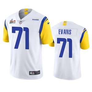Gorgeous Los Angeles Rams #71 Bobby Evans Men's Super Bowl LVI Patch Alternate Vapor Limited NFL Jersey - White