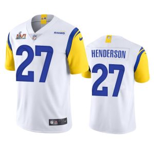 Superior Los Angeles Rams #27 Arrell Henderson Men's Super Bowl LVI Patch Alternate Vapor Limited NFL Jersey - White