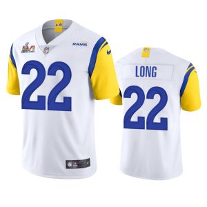 Gorgeous Los Angeles Rams #22 David Long Men's Super Bowl LVI Patch Alternate Vapor Limited NFL Jersey - White