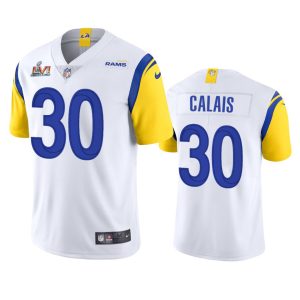 Finest Los Angeles Rams #30 Raymond Calais Men's Super Bowl LVI Patch Alternate Vapor Limited NFL Jersey - White