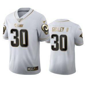 High quality Los Angeles Rams #30 Todd Gurley II Men's White Golden Edition Vapor Limited NFL 100 Jersey