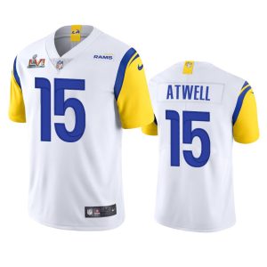 Superior Los Angeles Rams #15 Tutu Atwell Men's Super Bowl LVI Patch Alternate Vapor Limited NFL Jersey - White