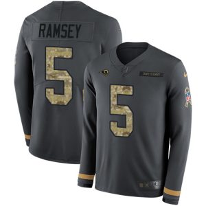High quality Los Angeles Rams #5 Jalen Ramsey Anthracite Salute to Service Men's Stitched NFL Limited Therma Long Sleeve Jersey