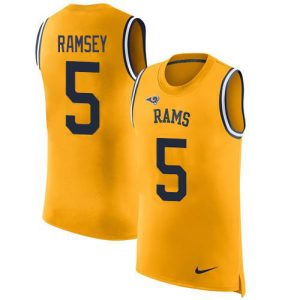 Superb Rams #5 Jalen Ramsey Gold Men's Stitched NFL Limited Rush Tank Top Jersey