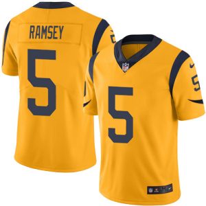Marvelous Rams #5 Jalen Ramsey Gold Men's Stitched NFL Limited Rush Jersey