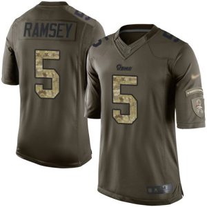 High quality Rams #5 Jalen Ramsey Green Men's Stitched NFL Limited 2015 Salute to Service Jersey