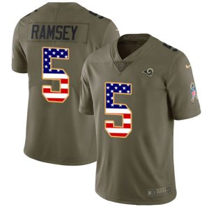 High quality Rams #5 Jalen Ramsey Olive/USA Flag Men's Stitched NFL Limited 2017 Salute To Service Jersey