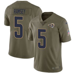 Exceptional Rams #5 Jalen Ramsey Olive Men's Stitched NFL Limited 2017 Salute to Service Jersey