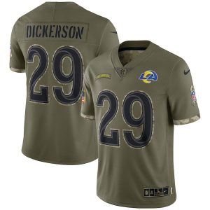 Premium Los Angeles Rams #29 Eric Dickerson Men's 2022 Salute To Service Limited Jersey - Olive
