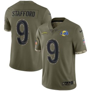 Finest Los Angeles Rams #9 Matthew Stafford Men's 2022 Salute To Service Limited Jersey - Olive