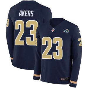 Gorgeous Rams #23 Cam Akers Navy Blue Team Color Men's Stitched NFL Limited Therma Long Sleeve Jersey