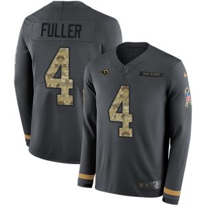 Premium Rams #4 Jordan Fuller Anthracite Salute to Service Men's Stitched NFL Limited Therma Long Sleeve Jersey