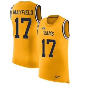 Exceptional Rams #17 Baker Mayfield Gold Men's Stitched NFL Limited Rush Tank Top Jersey