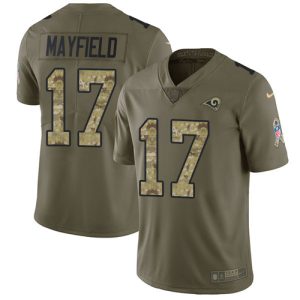 Outstanding Rams #17 Baker Mayfield Olive/Camo Men's Stitched NFL Limited 2017 Salute To Service Jersey