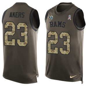 Gorgeous Rams #23 Cam Akers Green Men's Stitched NFL Limited Salute To Service Tank Top Jersey