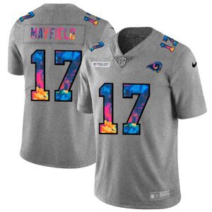 Marvelous Los Angeles Rams #17 Baker Mayfield Men's Multi-Color 2020 NFL Crucial Catch NFL Jersey Greyheather