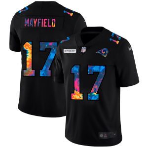 Premium Los Angeles Rams #17 Baker Mayfield Men's Multi-Color Black 2020 NFL Crucial Catch Vapor Untouchable Limited Jersey