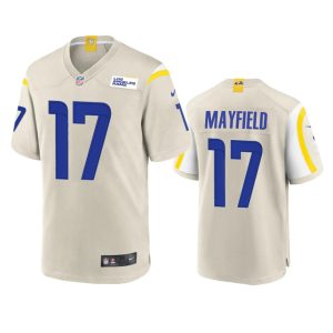 Gorgeous Los Angeles Rams #17 Baker Mayfield Men's Game NFL Jersey - Bone