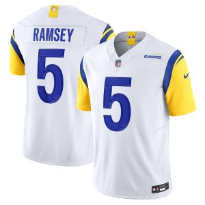 Premium Los Angeles Rams #5 Jalen Ramsey Men's White Vapor F.U.S.E. Limited Jersey