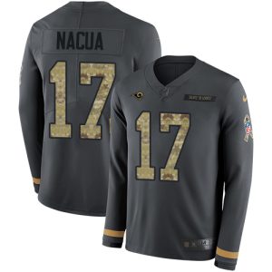 Marvelous Rams #17 Puka Nacua Anthracite Salute to Service Men's Stitched NFL Limited Therma Long Sleeve Jersey