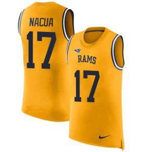 Exquisite Rams #17 Puka Nacua Gold Men's Stitched NFL Limited Rush Tank Top Jersey