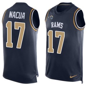 Outstanding Rams #17 Puka Nacua Navy Blue Team Color Men's Stitched NFL Limited Tank Top Jersey