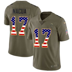 High quality Rams #17 Puka Nacua Olive/USA Flag Men's Stitched NFL Limited 2017 Salute To Service Jersey