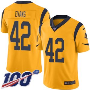 High quality Rams #42 Ethan Evans Gold Men's Stitched NFL Limited Rush 100th Season Jersey