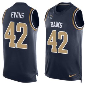 Exquisite Rams #42 Ethan Evans Navy Blue Team Color Men's Stitched NFL Limited Tank Top Jersey