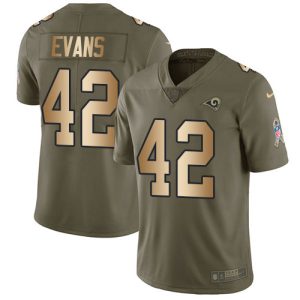 Exquisite Rams #42 Ethan Evans Olive/Gold Men's Stitched NFL Limited 2017 Salute To Service Jersey