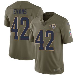 Finest Rams #42 Ethan Evans Olive Men's Stitched NFL Limited 2017 Salute to Service Jersey