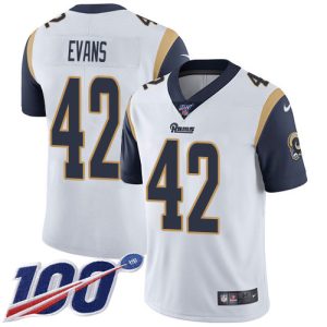 Exquisite Rams #42 Ethan Evans White Men's Stitched NFL 100th Season Vapor Limited Jersey