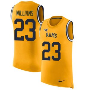 Exceptional Rams #23 Kyren Williams Gold Men's Stitched NFL Limited Rush Tank Top Jersey