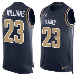 Exquisite Rams #23 Kyren Williams Navy Blue Team Color Men's Stitched NFL Limited Tank Top Jersey