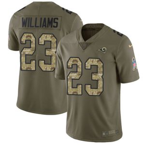 Marvelous Rams #23 Kyren Williams Olive/Camo Men's Stitched NFL Limited 2017 Salute To Service Jersey