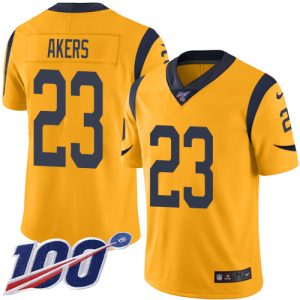 Superior Rams #23 Cam Akers Gold Men's Stitched NFL Limited Rush 100th Season Jersey