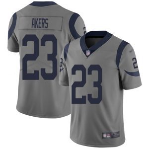 Finest Rams #23 Cam Akers Gray Men's Stitched NFL Limited Inverted Legend Jersey