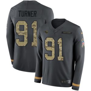 Marvelous Rams #91 Kobie Turner Anthracite Salute to Service Men's Stitched NFL Limited Therma Long Sleeve Jersey