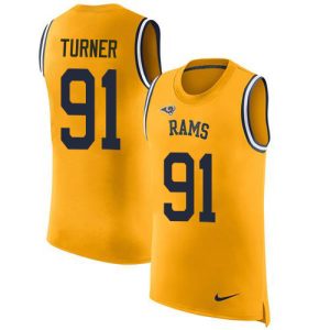 Exceptional Rams #91 Kobie Turner Gold Men's Stitched NFL Limited Rush Tank Top Jersey