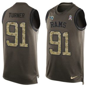 High quality Rams #91 Kobie Turner Green Men's Stitched NFL Limited Salute To Service Tank Top Jersey