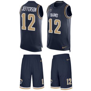 Exceptional Rams #12 Van Jefferson Navy Blue Team Color Men's Stitched NFL Limited Tank Top Suit Jersey
