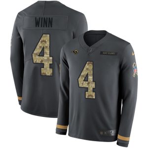 Exquisite Rams #4 Dresser Winn Anthracite Salute to Service Men's Stitched NFL Limited Therma Long Sleeve Jersey